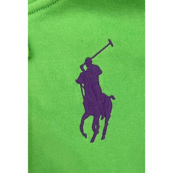 Ralph Lauren Green Full Zip Hooded Sweatshirt Purple Big Pony Size Small RN41381 - Picture 2 of 5